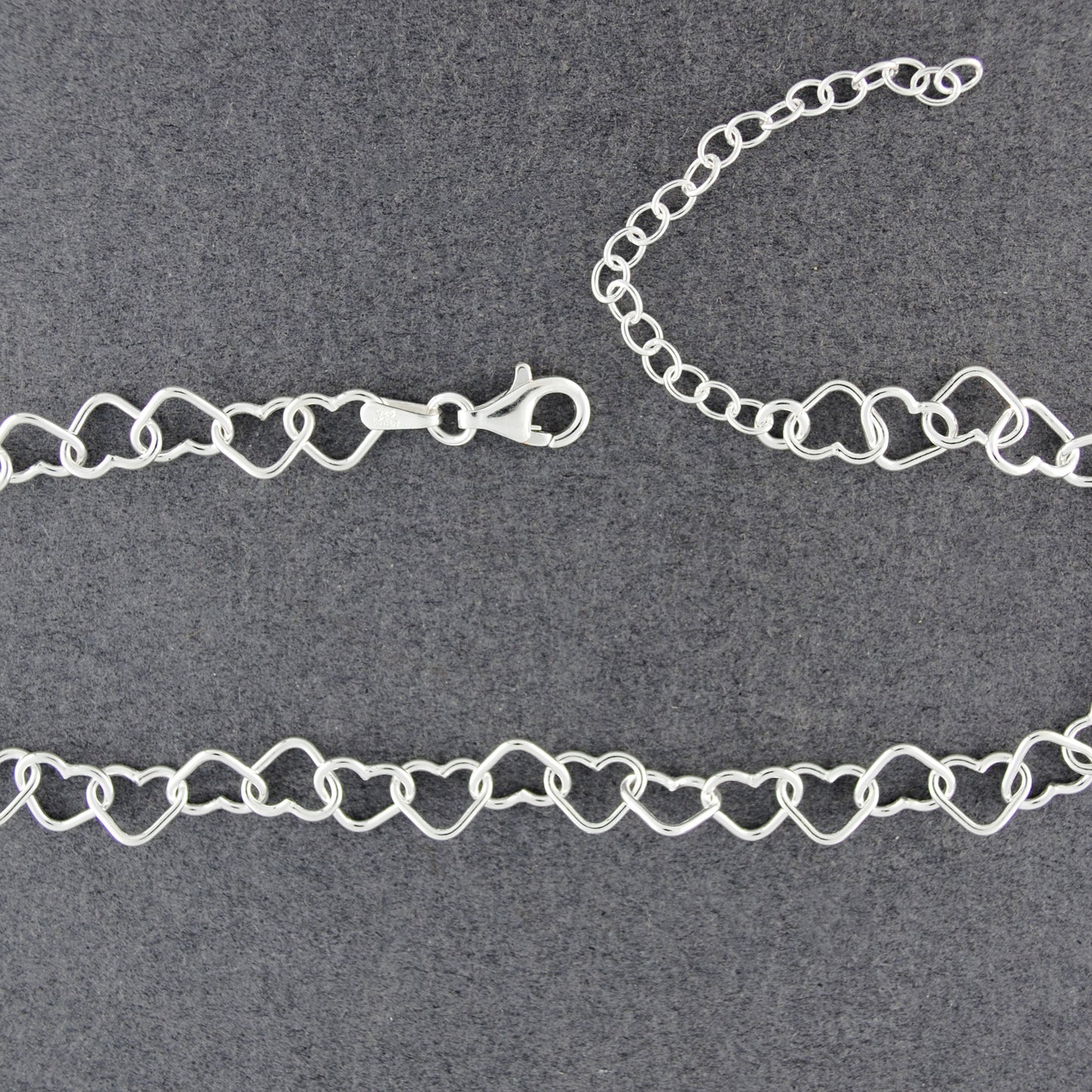 Sterling Silver Linked Hearts Anklet