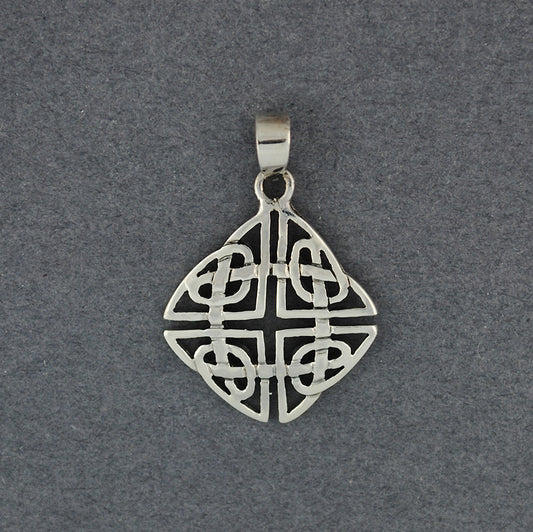 Sterling Silver Ornate Diamond Celtic Knot Pendant