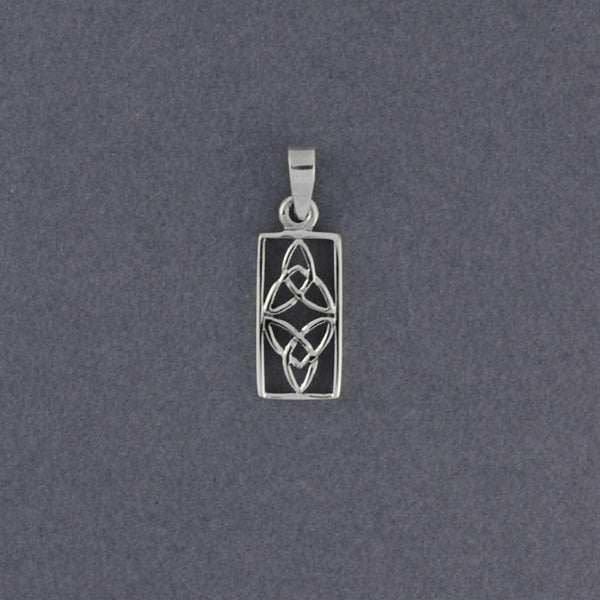 Sterling Silver Rectangle Double Trinity Knot Pendant