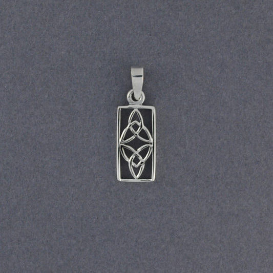 Sterling Silver Rectangle Double Trinity Knot Pendant