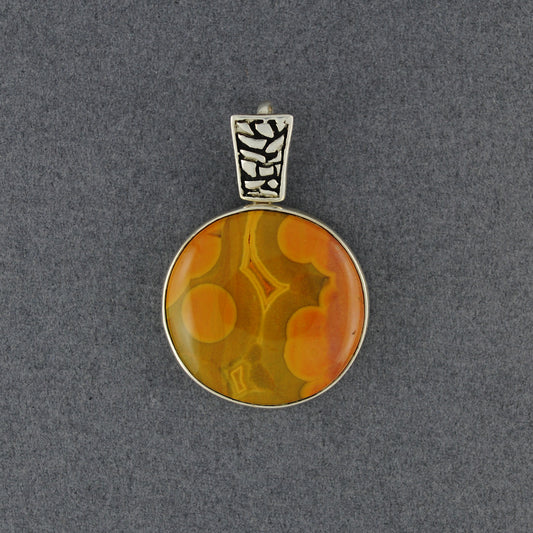 Sterling Silver Ocean Jasper Detailed Bail Pendant