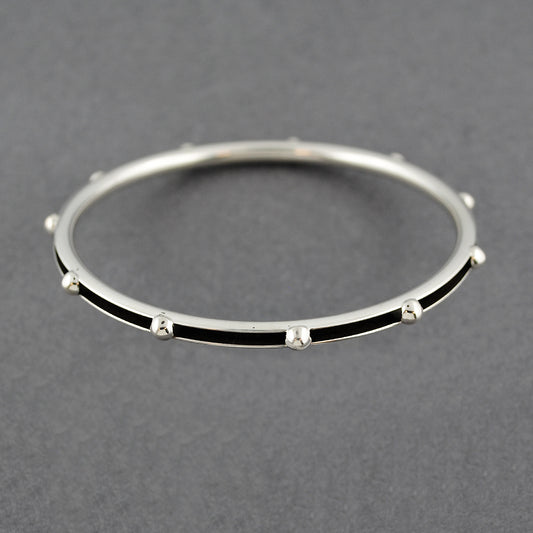 Sterling Silver Dotted Hollow Antiqued Bangle