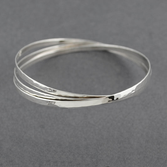 Sterling Silver Hammered Interlocking Bangle