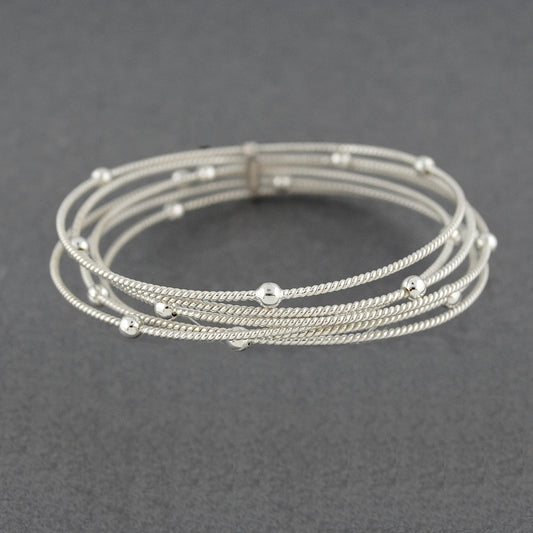 Sterling Silver Twists and Dots Bangle