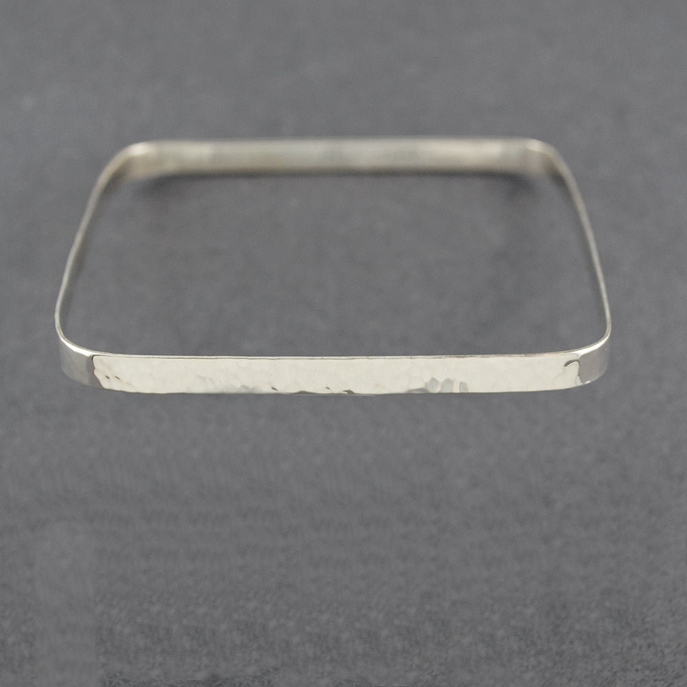 Sterling Silver Hammered Square Bangle