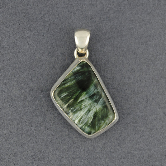 Sterling Silver Seraphinite Angled Drop Pendant