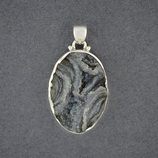 Sterling Silver Desert Druzy Medium Oval Pendant