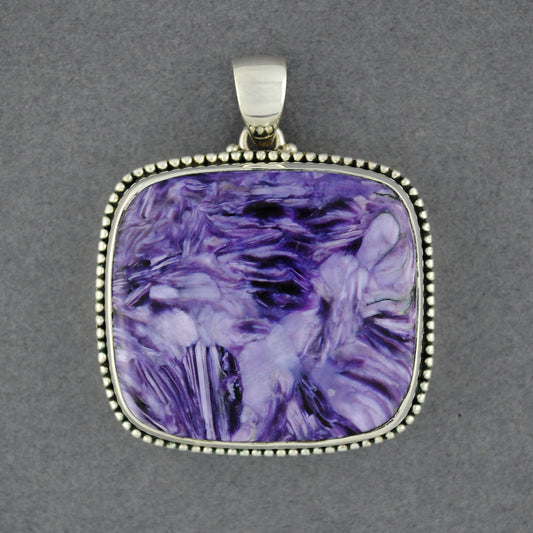 Sterling Silver Charoite Rectangle Pendant