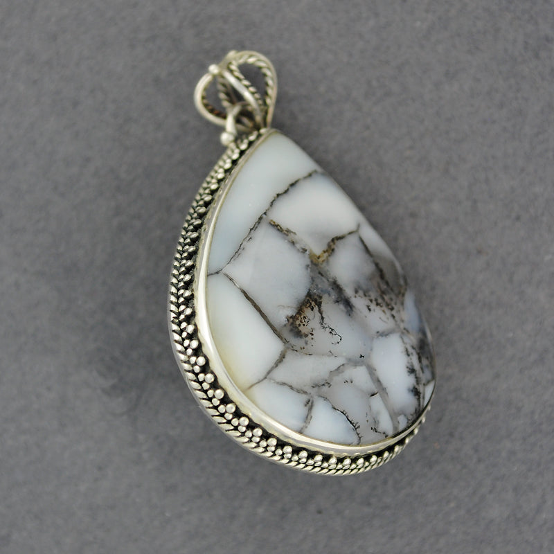 Sterling Silver Dendrite Agate Large Teardrop Pendant