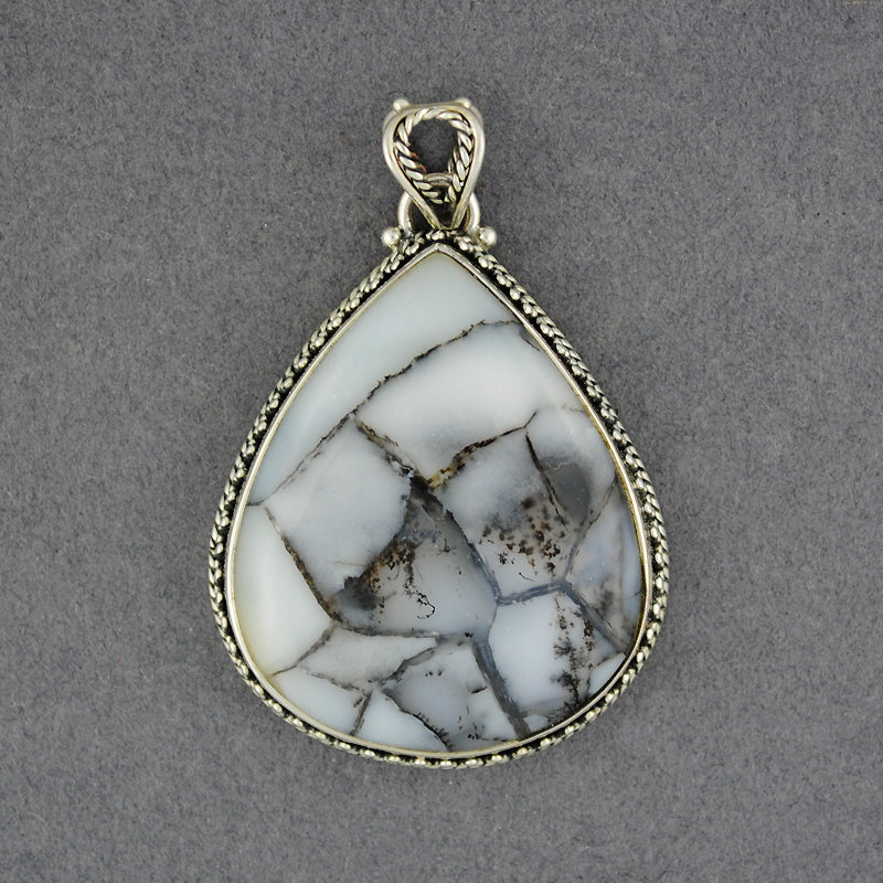 Sterling Silver Dendrite Agate Large Teardrop Pendant