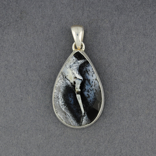 Sterling Silver Dendrite Agate Faceted Teardrop Pendant