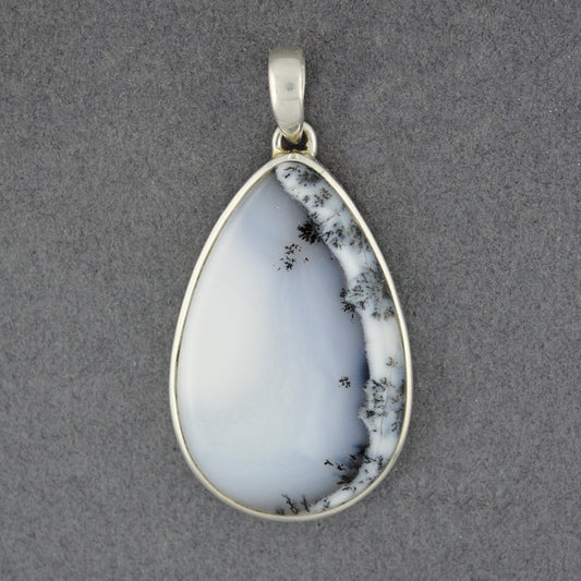 Sterling Silver Dendrite Agate Small Faceted Teardrop Pendant