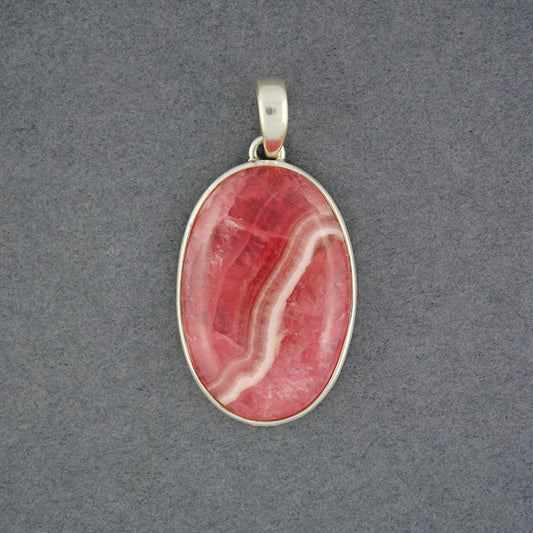 Sterling Silver Rhodocrosite Oval Pendant
