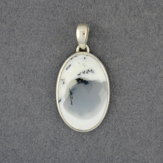 Sterling Silver Dendrite Agate Oval Pendant