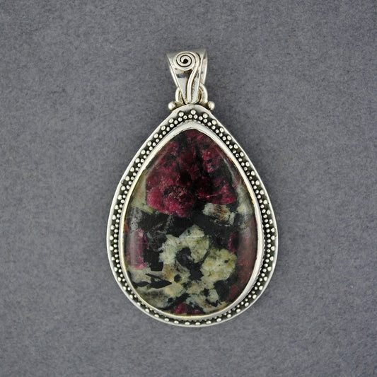 Sterling Silver Eudialyte Dotted Teardrop Pendant
