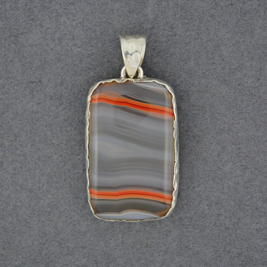 Sterling Silver Botswana Agate Rectangle Pendant
