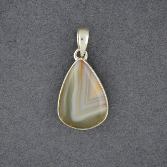 Sterlin Silver Botswana Agate Small Teardrop Pendant