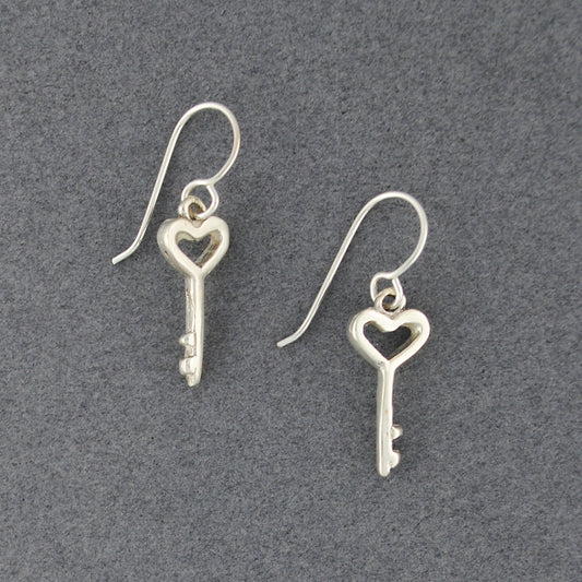 Sterling Silver Heart Key Earrings