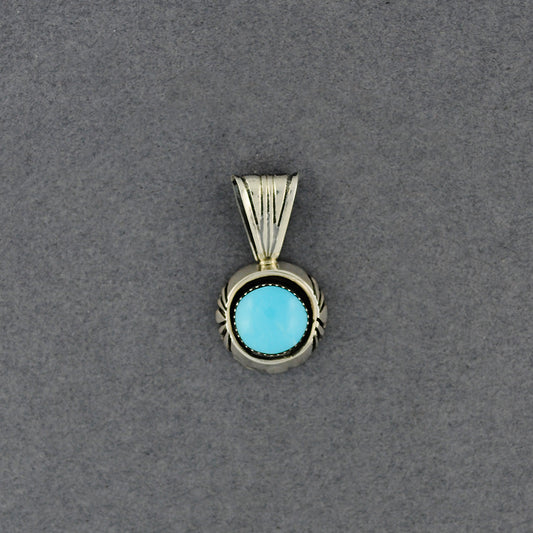 Sterling Silver Turquoise with Detailed Setting Pendant