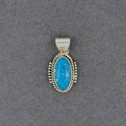 Sterling Silver Denim Lapis Oval Pendant