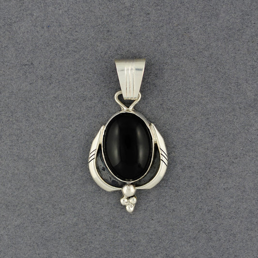 Sterling Silver Onyx Oval Pendant