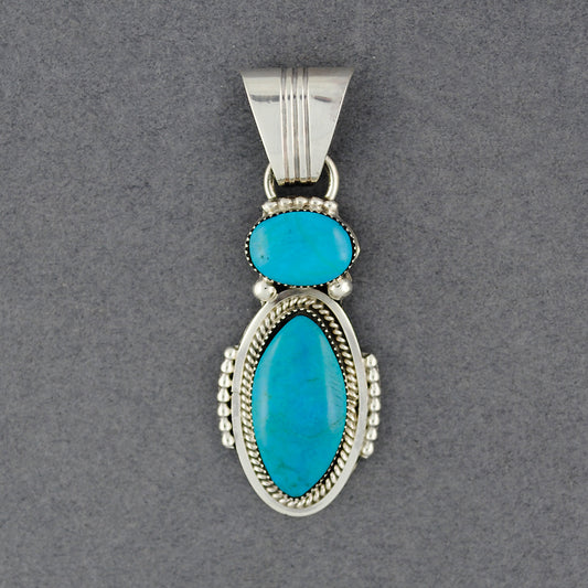 Sterling Silver Turquoise Double Oval Pendant