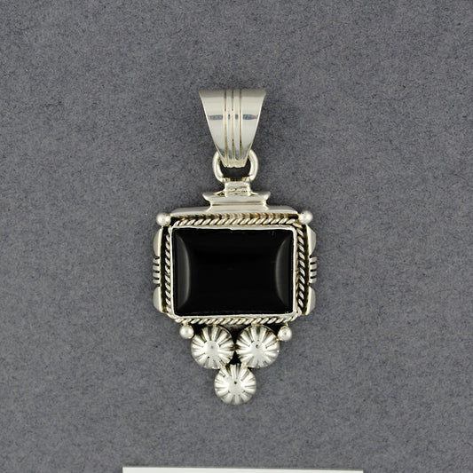 Sterling Silver Onyx Rectangle Pendant