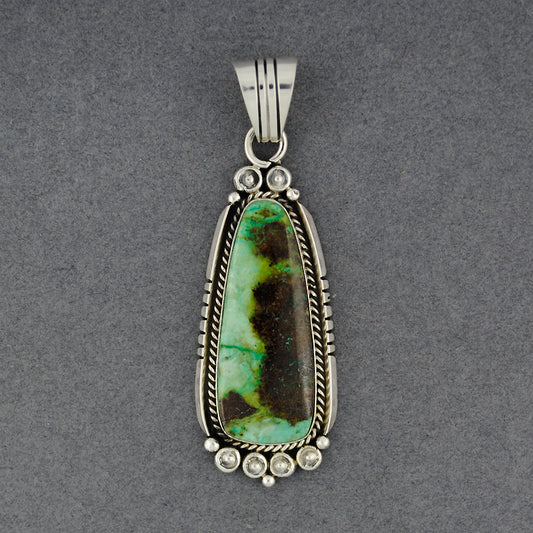 Sterling Silver Turquoise Oblong Oval Pendant