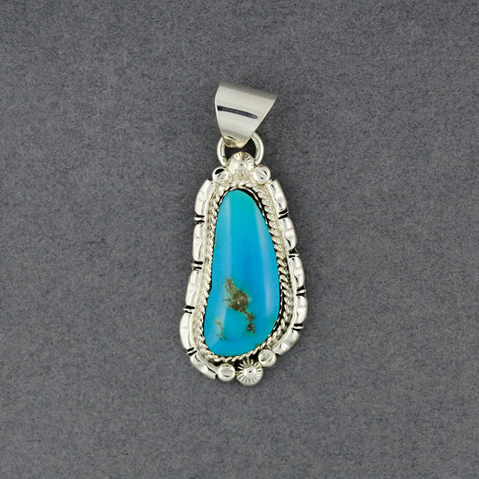 Sterling Silver Turquoise Oblong Teardrop Pendant