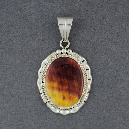 Sterling Silver Spiny Oyster Oval Pendant
