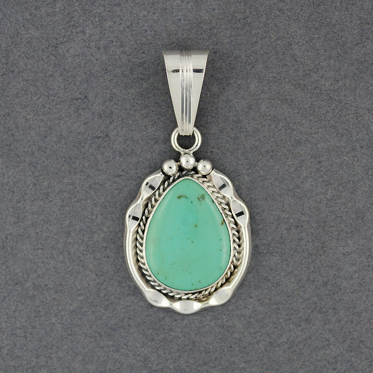 Sterling Silver Turquoise Detailed Teardrop Pendant