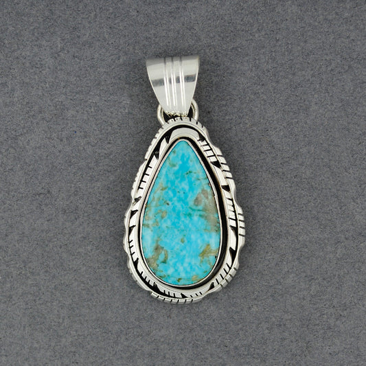 Sterling Silver Turquoise Double Bezel Teardrop Pendant