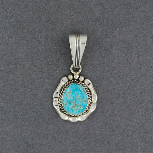 Sterling Silver Turquoise Small Detailed Bezel Pendant
