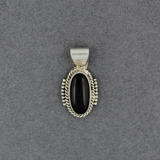 Sterling Silver Small Onyx Oval Pendant