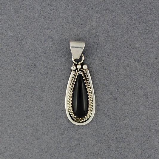 Sterling Silver Onyx Teardrop Pendant