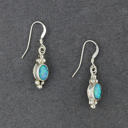 Sterling Silver Small Opal Oval Earrings