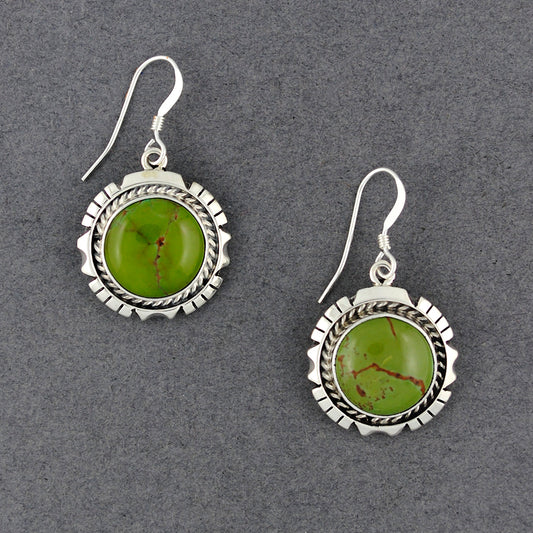 Sterling Silver Turquoise Intricate Bezel Earrings