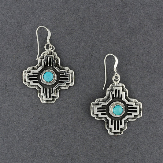 Sterling Silver Intricate Turquoise Earrings