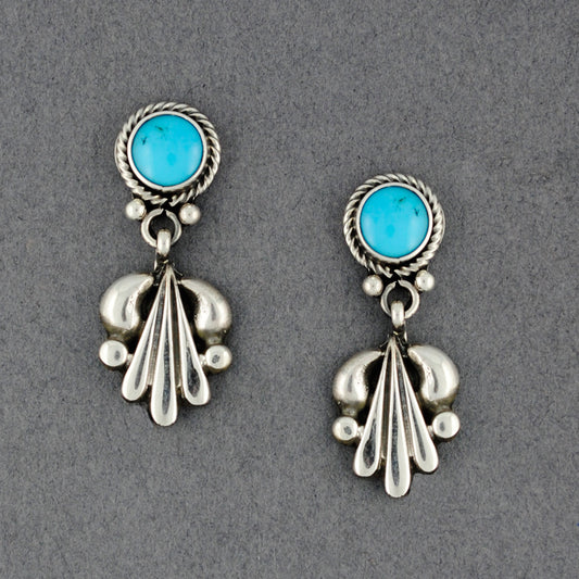 Sterling Silver Turquoise Squash Blossom Earrings
