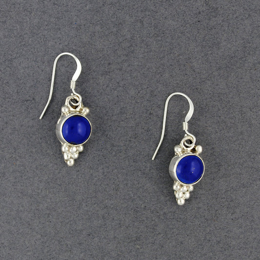 Sterling Silver Lapis Dotted Circle Earrings