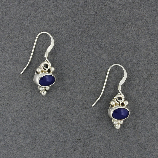 Sterling Silver Lapis Dotted Oval Earrings