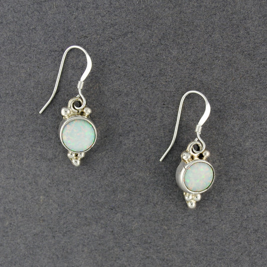 Sterling Silver Opal Dotted Circle Earrings