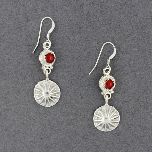 Sterling Silver Coral and Star Earrings