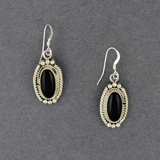 Sterling Silver Oval Onyx Earrings