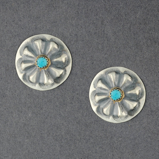 Sterling Silver Turquoise Flower Post Earrings