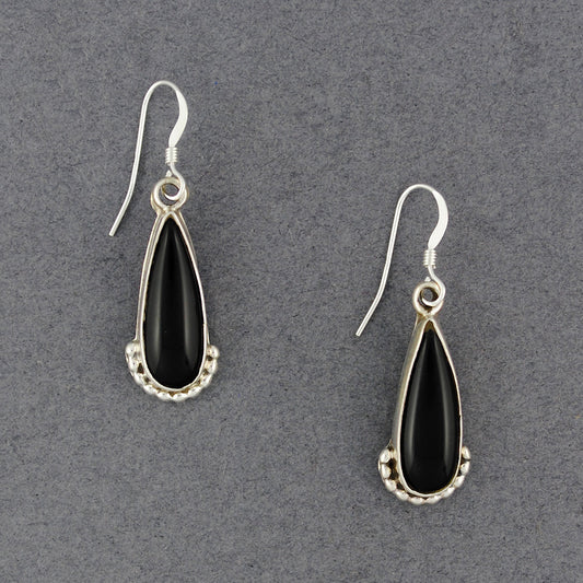 Sterling Silver Large Onyx Teardrop Earrings