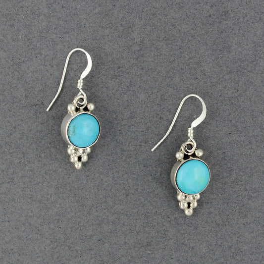 Sterling Silver Turquoise Dotted Circle Earrings