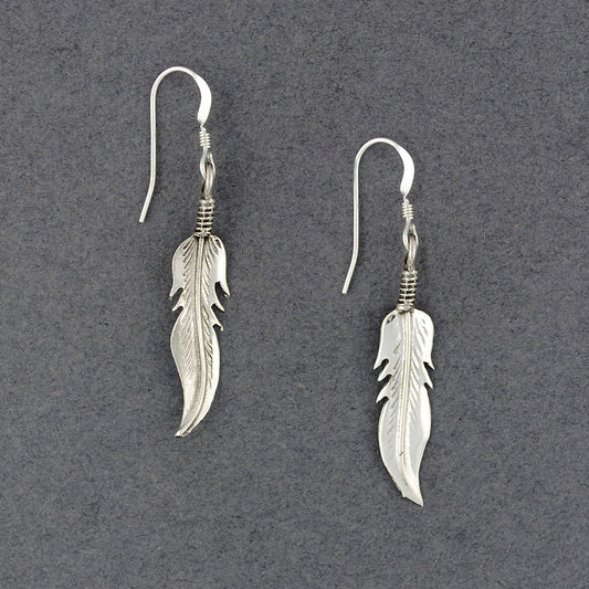 Sterling Silver Native American Feather Earrings