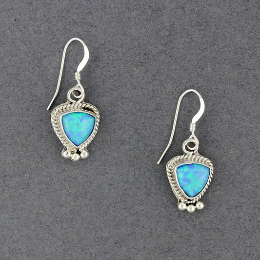 Sterling Silver Opal Triangle Earrings
