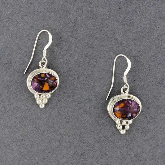 Sterling Silver Purple Spiny Oyster Oval Earrings